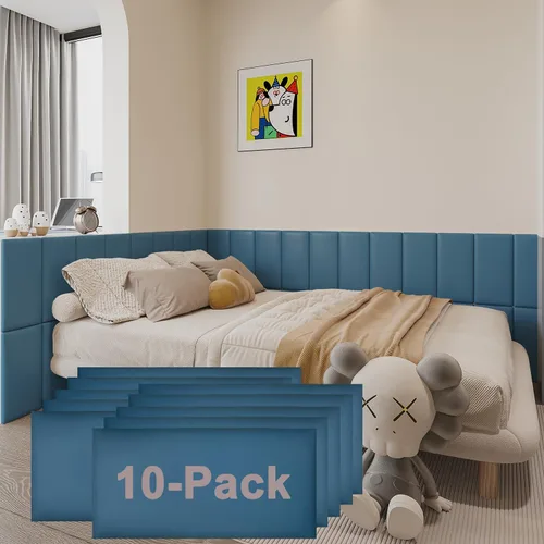 Vista 13 de YU LI 3DH 3D Almohadillas de pared anticolisión para niños, autoadhesivas, 4 piezas, paneles de cabecero en negro para pared, cabecero despegar