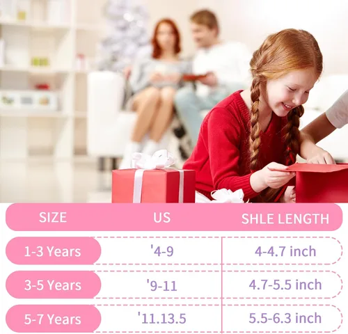 Vista 7 de HYCLES Calcetines para niña, 12 pares de calcetines antideslizantes para niñas de 1 a 7 años