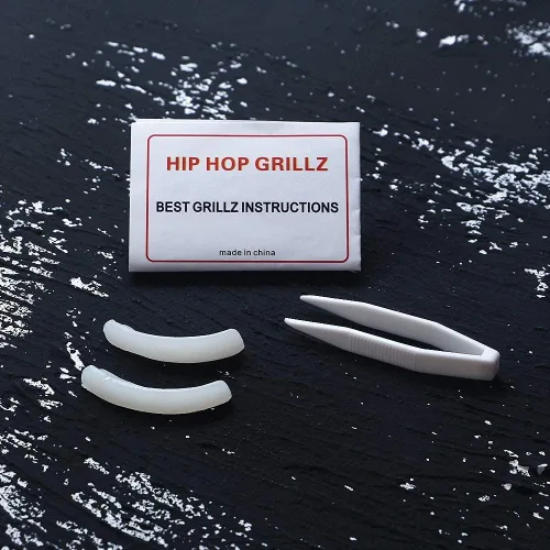 Vista 6 de LuReen 14k Gold 6 Teeth Grillz Hip Hop Joker Diamond Top Bottom Teeth Caps Grillz Set