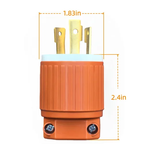 Vista 3 de Nema L5-30P - Enchufe de bloqueo para generador, bloqueo giratorio L5-30P, 30A 125V, 2 polos y 3 cables, conector de alimentación de CA montado