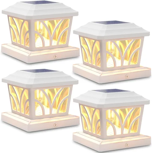 Vista 12 de SIEDiNLAR - Faroles solares para postes exteriores, de aluminio y vidrio, 2 modos, 20 lúmenes, bombillas LED Edison para postes de 4x4, 5x5, 6x6