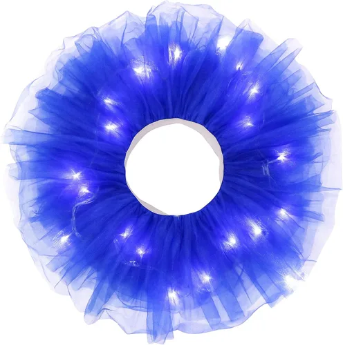 Vista 6 de Simplicity Paquete de 2 faldas clásicas de tutú de tul de neón con luz LED de 5 capas para mujer, tutú iluminado