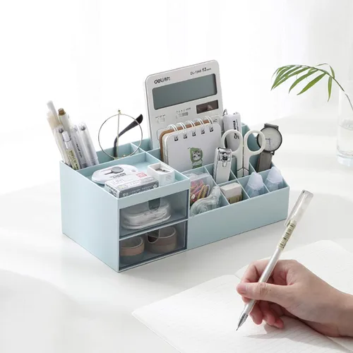 Vista 2 de Organizador de maquillaje de tocador Marknor, organizador/caja de almacenamiento de cosméticos, almacenamiento de escritorio mini para suministros