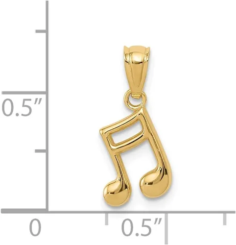 Vista 3 de Colgante de oro amarillo macizo de 14 quilates con nota musical, Metal