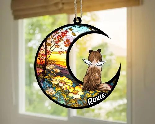 Vista 968 de LOVELYPOD Adorno de Navidad personalizado para perro Basset Hound (marrón) Basset Hound (marrón) adorno para atrapasoles de perro, razas de perros