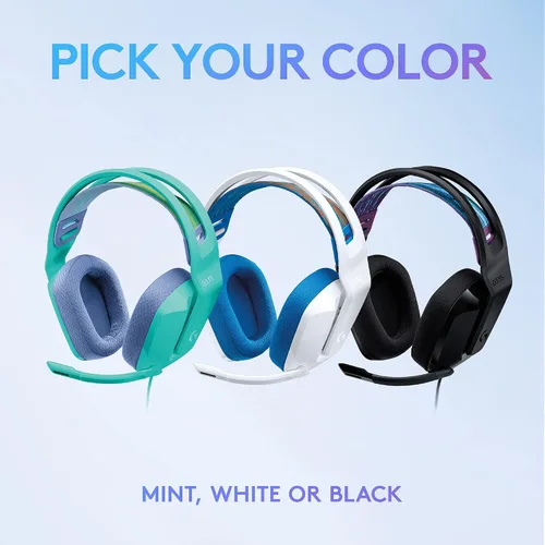 Vista 7 de Logitech G335 - Auriculares con cable para videojuegos, micrófono abatible, conector de audio de 3.5 mm, almohadillas de espuma viscoelástica