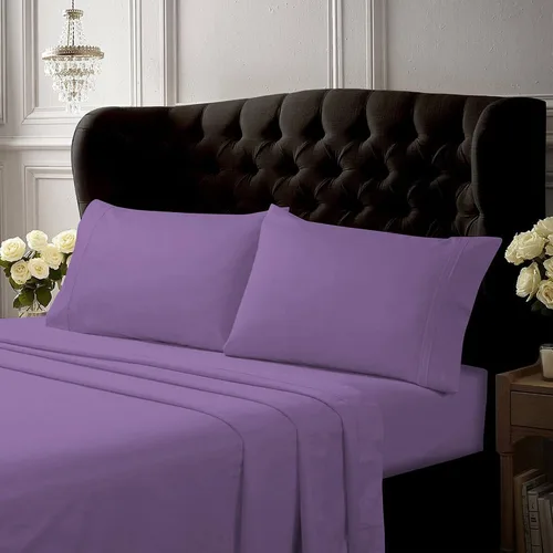 Vista 8 de Tribeca Living Juego de sábanas de cama tamaño King, de percal de algodón egipcio sólido, suaves y crujientes, con bolsillo extra profundo, 350