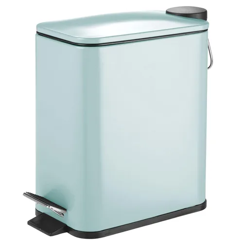 Vista 16 de mDesign Bote de basura rectangular de metal delgado de 1.3 galones/5 litros con pedal de paso, tapa de cierre fácil, forro removible - Papelera