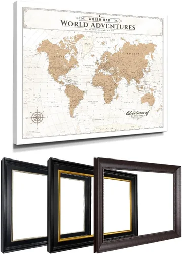 Vista 99 de IPIC - Lienzo con mapas de EE. UU. para decoración de pared, mapa con pin de empuje para marcar viajes, mapa de viaje impreso de EE. UU.
