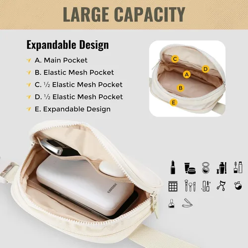 Vista 3 de ProCase Riñonera mejorada para hombres y mujeres, a la moda, impermeable, para correr, con correa resistente ajustable y doble cremallera