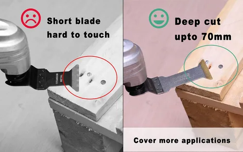 Vista 6 de EZARC 6 cuchillas oscilantes de titanio multiherramienta de corte largo y estándar, corte rápido para madera, metal y material duro
