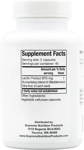 Vista 3 de Supreme Nutrition Lectin Protect, 90 cápsulas vegetarianas combinadas de hierbas puras