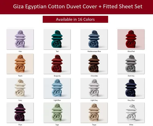 Vista 5 de Juego de funda de edredón, sábana bajera y fundas de almohada, juego de ropa de cama de 4 piezas, hecho de 100% algodón Giza egipcio de ensueño
