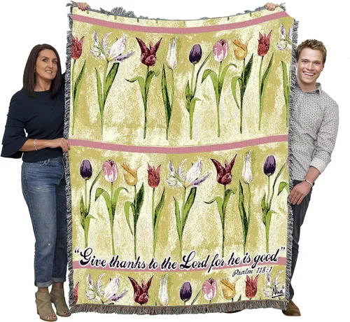 Vista 19 de Pure Country Weavers Great is Thy Faithfulness Blanket - Escrituras - Lamentaciones 3:23 - Tapiz cuadrado para regalo de regazo tejido de algodón