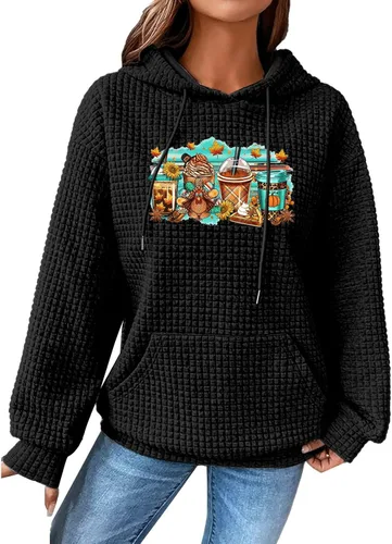 Vista 57 de SHAOBGE Sudaderas con capucha de gran tamaño para mujer, sudaderas con capucha para entrenamiento, suéteres casuales y cómodos trajes de moda