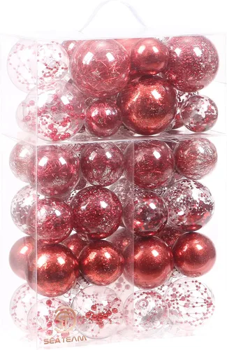 Vista 76 de Sea Team Juego de bolas de Navidad de plástico transparente, inastillables, varios tamaños, bolas decorativas de Navidad con decoraciones delicadas
