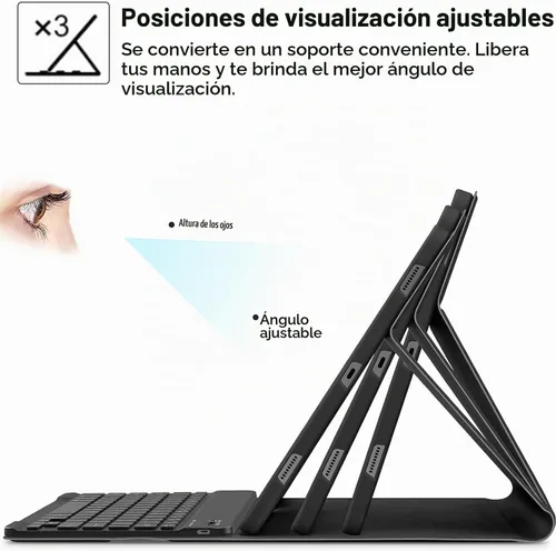 Vista 3 de Funda con teclado para Lenovo Tab M11 de 11 pulgadas 2024 (TB330FU/TB330XU), 7 colores con retroiluminación de arco iris desmontable Bluetooth