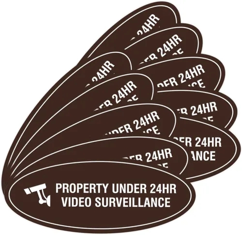 Vista 11 de Cartel de vigilancia oval PROPERTY UNDER 24HR - Negro - Pequeño (1 paquete)