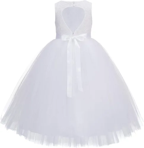 Vista 2 de ekidsbridal Vestido de niña de flores con corte de corazón de encaje floral Recepción de boda 172R
