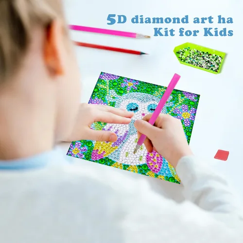 Vista 4 de QEUOYSS Kits de arte de diamantes 5D para niños principiantes, kits fáciles de artes y manualidades para niños de 8 a 12 años, juego de manualidades