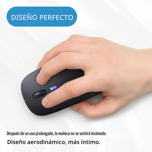 Vista 3 de Mouse inalámbrico Bluetooth, recargable, LED, silencioso, diseño ultradelgado (Bluetooth 5.2 y receptor USB de 2.4GHz) Mouse de computadora