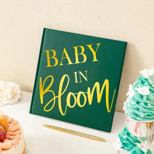 Vista 2 de Calculs Polaroid - Libro de invitados para baby shower, libro de imágenes para fiesta nupcial con diseño de Baby in Bloom, páginas en blanco