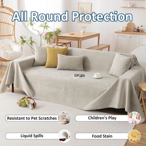 Vista 6 de VClife Funda de sofá antiarañazos para gatos, funda de sofá 100% impermeable para mascotas, funda de sofá caqui para sofá seccional, protector