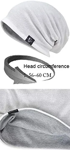 Vista 5 de VECRY Hombres Slouch Hollow Beanie Thin Summer Cap Skullcap