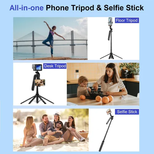 Vista 2 de Trípode para selfie stick de seguimiento facial automático para iPhone, rotación de 360° con control remoto, trípode de cámara de teléfono de 71