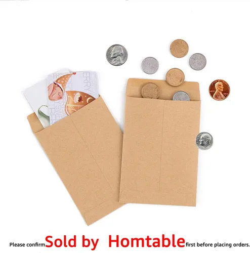 Vista 6 de Paquete de 200 sobres pequeños para monedas, sobres autoadhesivos de papel kraft para semillas, mini partes, artículos pequeños, paquetes