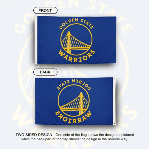 Vista 2 de Desert Cactus Golden State Warriors Bandera NBA 100% poliéster para interiores y exteriores, 3 x 5 pies, banderas del equipo de la Asociación