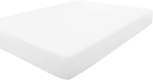 Vista 2 de Sábana bajera ajustable 100% algodón blanco de 10.0 in de profundidad, suave y cómodo protector de colchón tamaño King con o sin almohadas