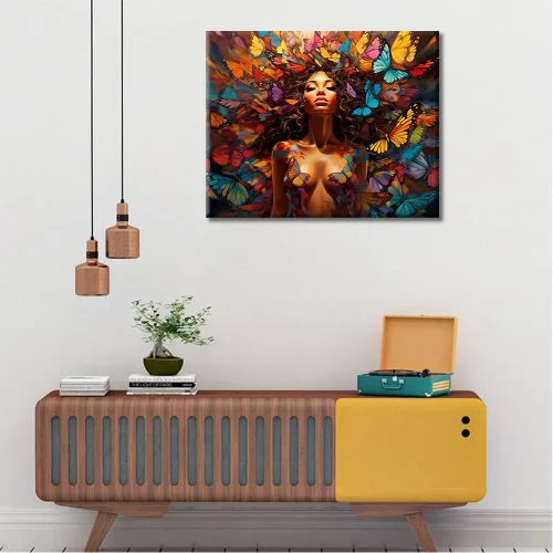 Vista 2 de Rebotipy Pintura por números, pintura de niña mariposa por números para adultos principiantes pintura sobre lienzo DIY encantadora niña pintura por