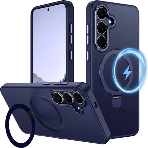 Vista 10 de Funda para Galaxy A17 5G, compatible con MagSafe, soporte magnético invisible para anillo de soporte, delgada, a prueba de golpes, translúcida Negro