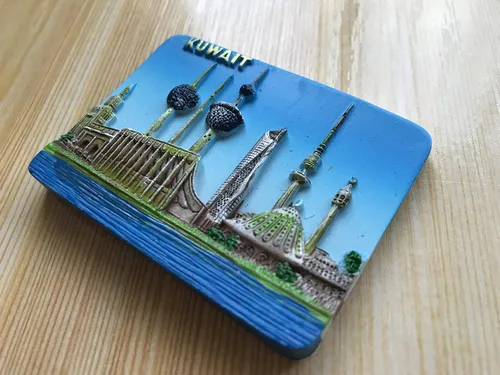 Vista 3 de Kuwait 3D imán de nevera viaje pegatinas recuerdos, decoración casera creativa Kuwait refrigerador imán