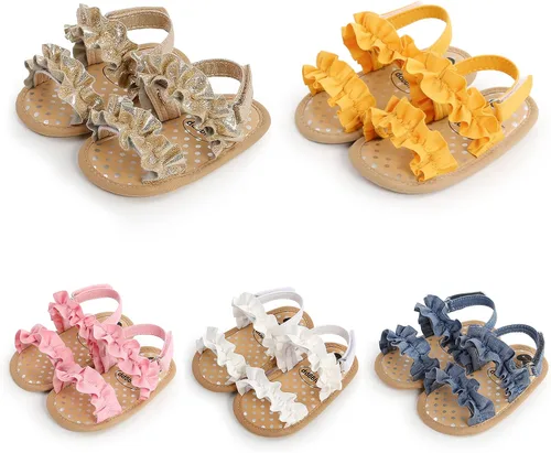 Vista 11 de Sandalias de verano para bebés, niñas y niños, unisex, antideslizantes, suela suave, transpirable, para primeros pasos, zapatos de playa al aire