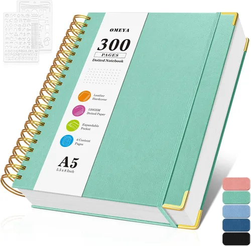 Vista 10 de Cuaderno de viñetas con espiral, diario de 300 páginas de cuero con contenido, cuadernos de 120 g/m² de papel grueso que no deja pasar la tinta