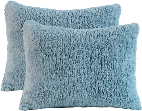 Vista 11 de Reafort Fundas de almohada ultra suaves de sherpa de tamaño estándar de 20 x 26 pulgadas, paquete de 2 con cierre de cremallera