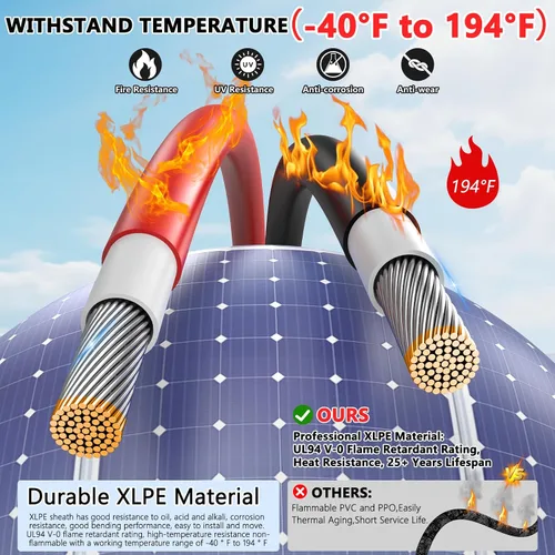 Vista 3 de Vansdon Cable de extensión de panel solar de 2 x 50 pies, cable solar de 10 AWG con conectores impermeables hembra y macho para RV, sistemas