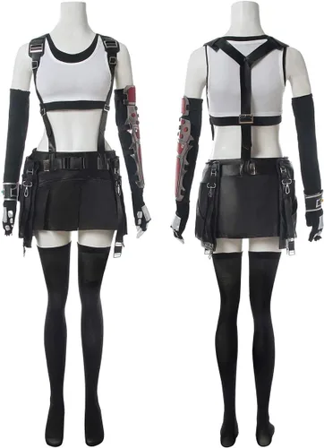 Vista 4 de LTAKK Tifa Lockhart - Disfraz de cosplay FF7 Remake, conjunto completo para Halloween