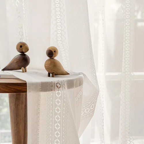 Vista 9 de Cortinas traslúcidas con textura de lino blanco de 54 pulgadas de largo, juego de 2 paneles de cortinas semitransparentes para sala de estar