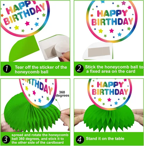 Vista 6 de Decoraciones de cumpleaños arcoíris para mesas, centros de mesa coloridos de panal