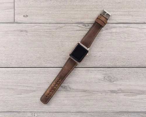 Vista 6 de Correa de cuero de grano completo para Apple Watch series 1-11 y SE 1-3 y Ultra 1-3