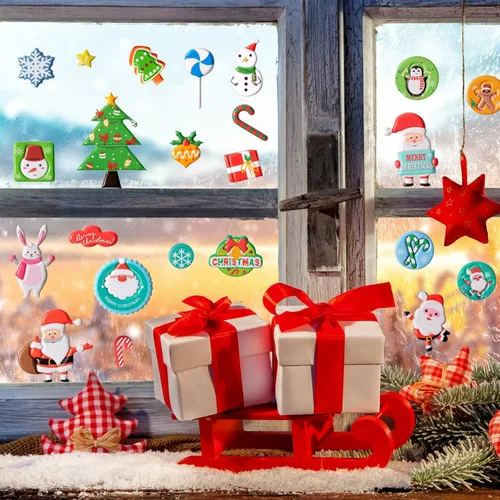 Vista 5 de Calcomanías hinchadas de Navidad para niños, 302 calcomanías 3D de Navidad para álbumes de recortes, diario de teléfono, incluyendo Papá Noel, árbol