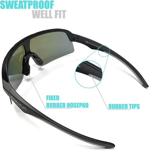 Vista 4 de EAZYRUN Lentes de sol polarizados grandes a medianos para hombres béisbol esquí ciclismo correr playa voleibol pesca