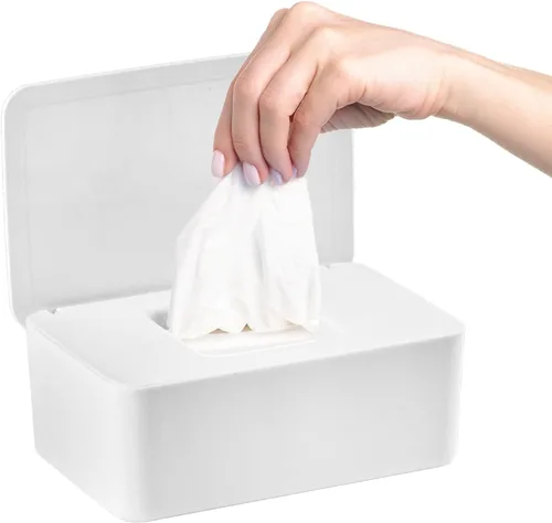 Vista 13 de 1 dispensador de toallitas para pañales, contenedor de toallitas recargable, recipiente con tapa de diseño de sellado, mantiene las toallitas Negro