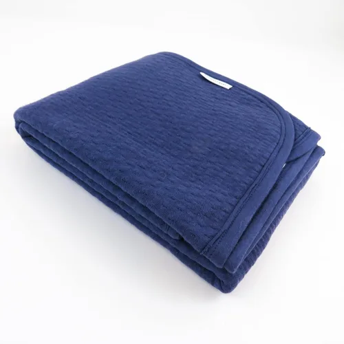 Vista 2 de HonestBaby Matelasse Manta reversible de recepción 100% algodón orgánico para bebés, niños, niñas, rayas de arco iris, azul, talla única Rayas
