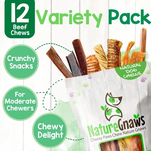 Vista 5 de Nature Gnaws Paquete variado de masticables para perros grandes, 12