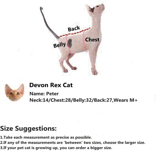 Vista 5 de Ropa para gatos sin pelo, camisa de algodón transpirable, para primavera, verano, otoño, gato, ropa para esfinge, Cornish Rex, Devon Rex, Peterbald