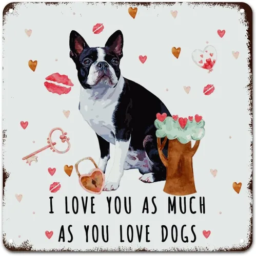 Vista 16 de Wall Decor Metal Sign Love Mails French Bulldog Sign I Love You As Much As You Love Dog Retro Street Hanging Sign Saint Valentine's Day Metal Plaque